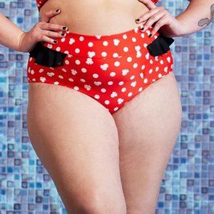 NWT MINNIE MOUSE RUFFLED SWIM BOTTOM - POLKA DOT MOUSE EARS - DISNEY - PLUS SIZE